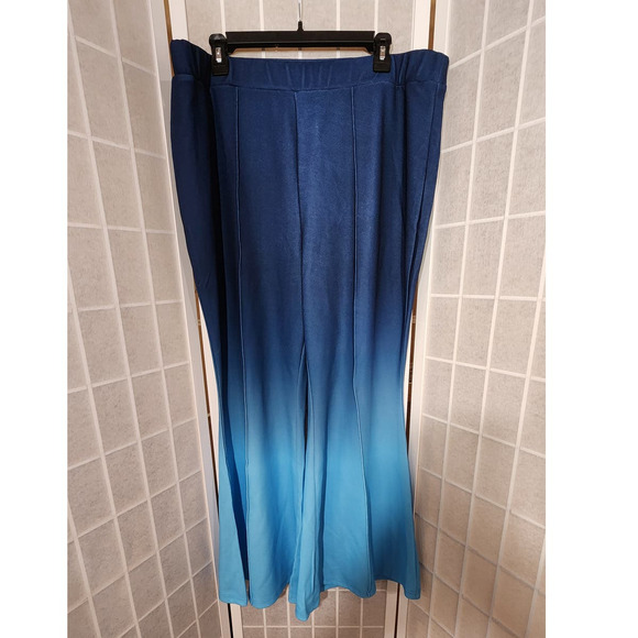 NWOT SHEIN Blue Ombre Stretch High Waist Flare Leg Pants Plus Size: 3XL (18) - Picture 4 of 6